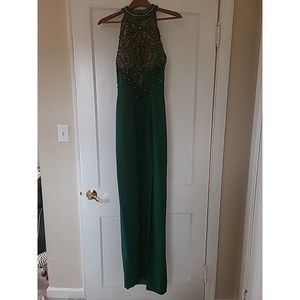 Vintage Claires Collection Beaded Rhinestone Pearl Hunter Green Evening Cocktail